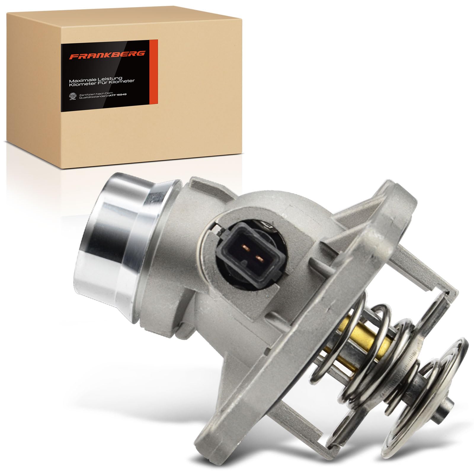 Frankberg Termostato del liquido di raffreddamento con guarnizione | Compatibile con: X5 E53, R.a.n.g.e R.o.v.e.r III L322, Serie 5 E39, Serie 5 Touring E39, Serie 7 E38
