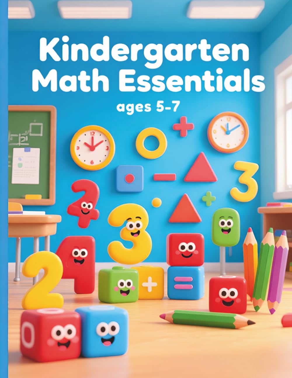 Kindergarten Math Essentials: Addition, Subtraction, Place Value, Telling Time, and Geometry Shapes for Young Learners