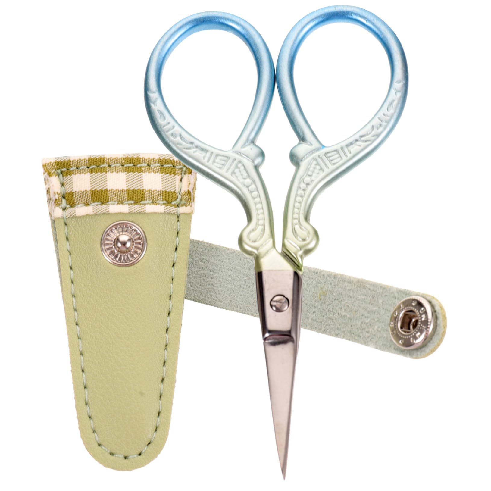 Housoutil 1 Set Leather Scissor Protective Sleeves with Stainless Steel Scissor Tool Vintage Design for Stylish Crafting Present for Friends for Sewing and Embroidery