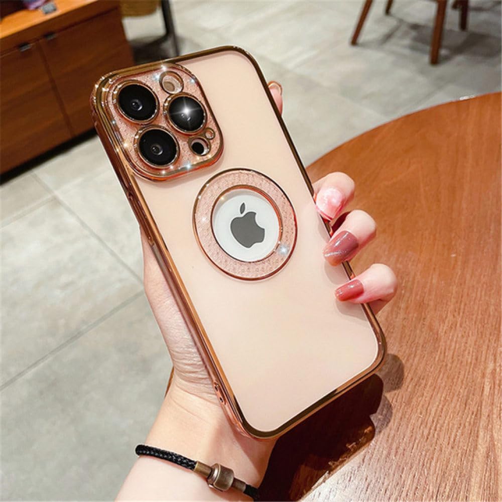 Étui de luxe paillettes diamant iPhone 13 12 11 Pro Max coque transparente rose - 7