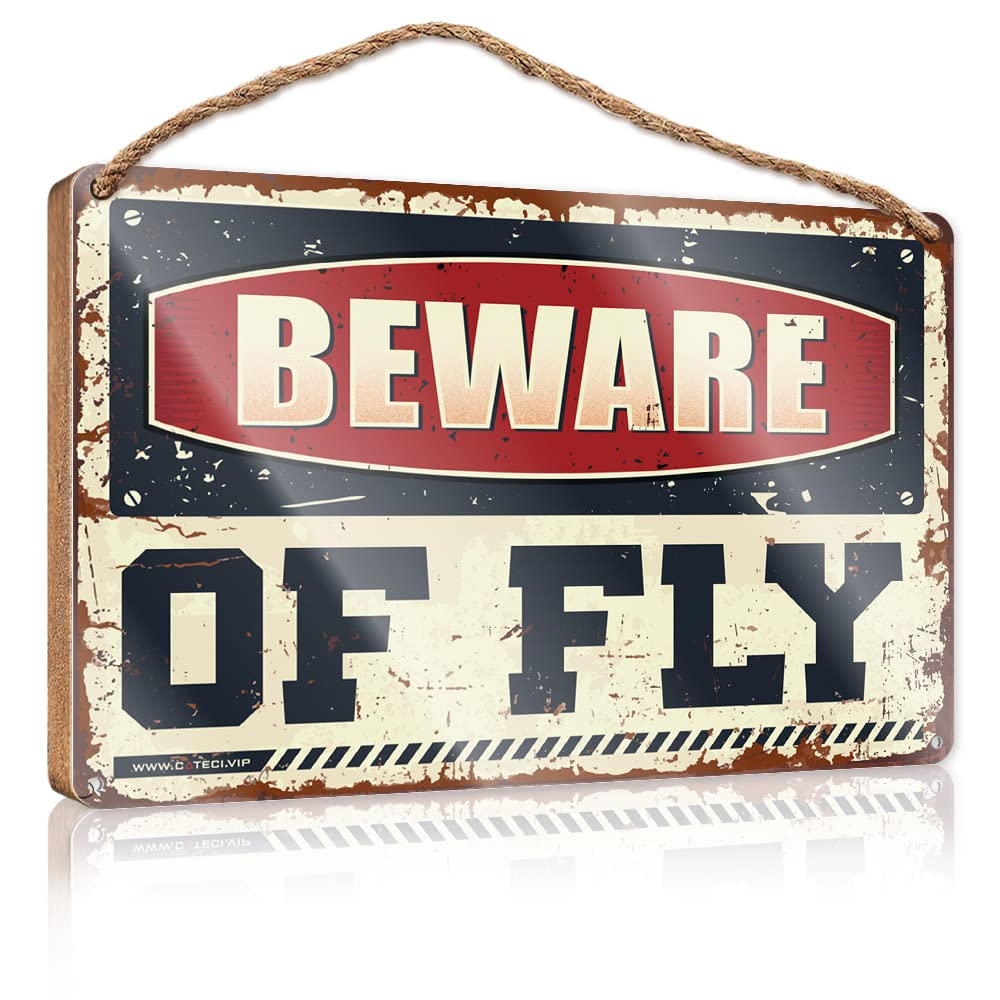 Quote Wood Plaque Beware Of Fly Wooden Sign Sign Wooden Hanging Funny Hanging Sign(15X28CM)