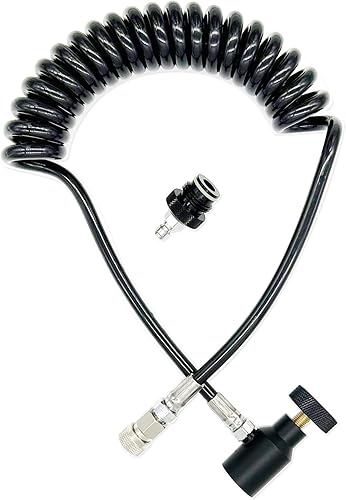 Miniatura 6 de Manguera de bobina remota Paintball con desconexión rápida y medidor de presión de 3000 psi, manguera adaptador de CO2 de alta presión HPA