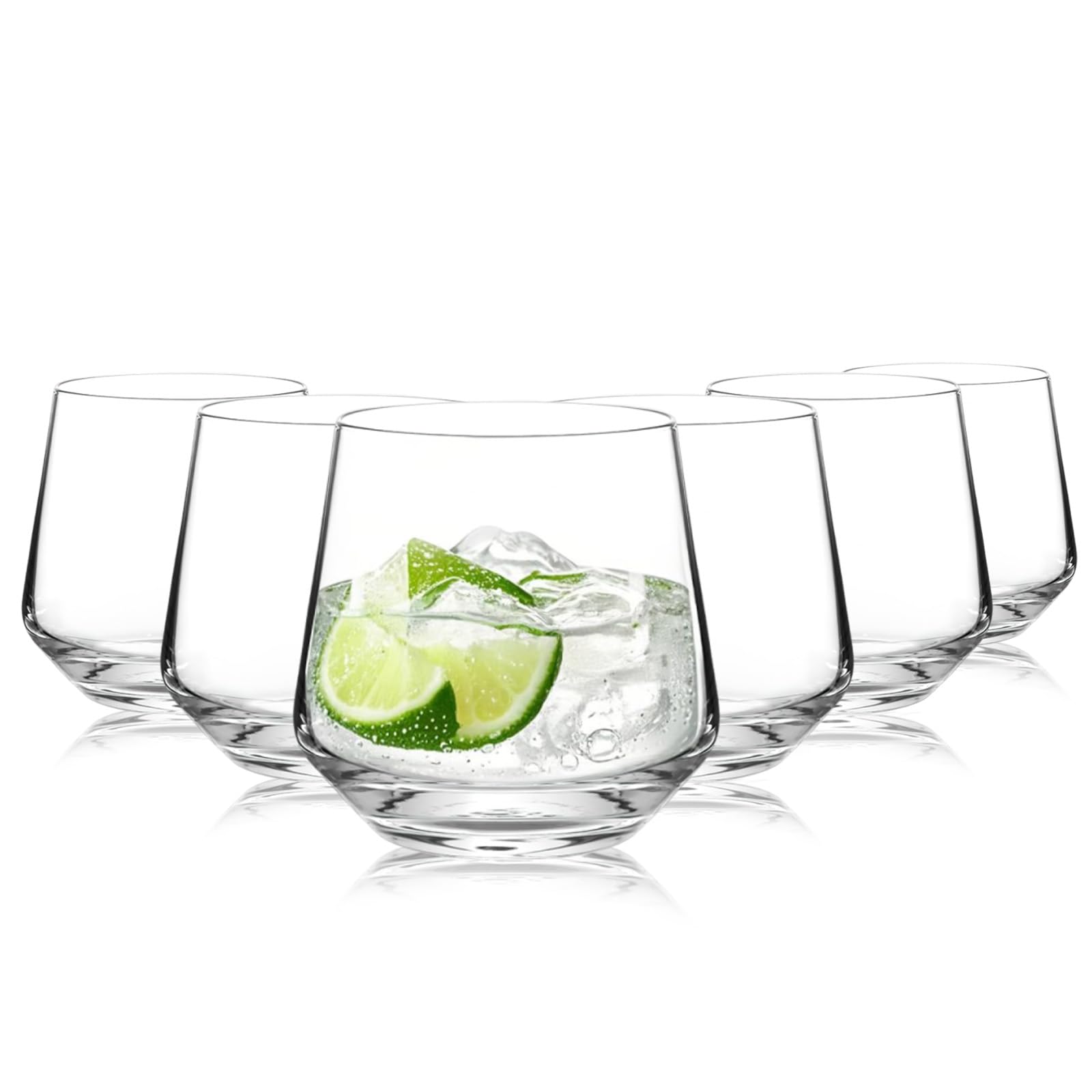 Ausune Glassware Tumbler Set, 410 ML/Set of 6 for Whiskey Glasses Glass Cups Juice Scotch, Cocktail Set, Home & Bar Gift, Durable Set Glass Cup