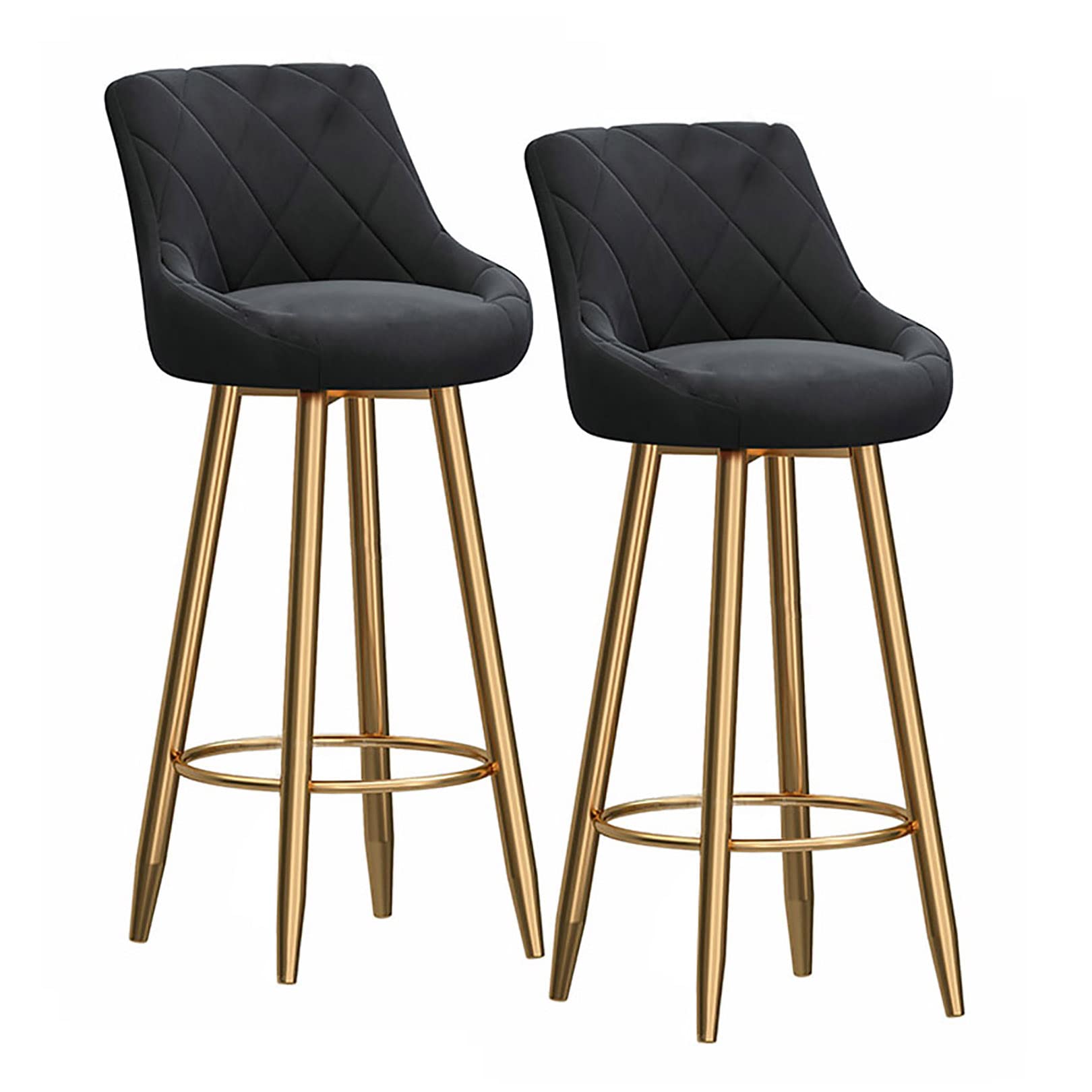 Taburete De Bar X1 Con Reposapiés Tapizado De Terciopelo Gris Oscuro Base De Cuatro Patas De Metal Negro 10 0005461 93783162