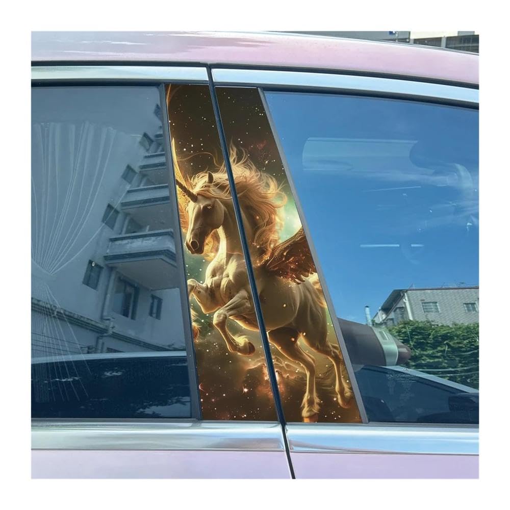 Body Parts 2pcs Drop Pegasus Unicorn Auto B-Pillar Stickers Car Center Column Decoration Decals(H)