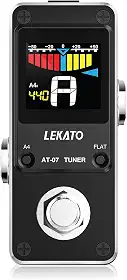 Pedal afinador de guitarra com desvio verdadeiro, afinador para guitarra elétrica e baixo, pedal de afinação colorida com mudo, afinação plana e afinação