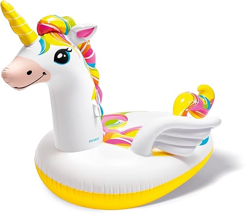 Intex: Mega Unicorn - Flotador inflable para piscina (57291EP) Inflado de 99 pulgadas de largo x 64 pulgadas de ancho x 57 pulgadas de alto,