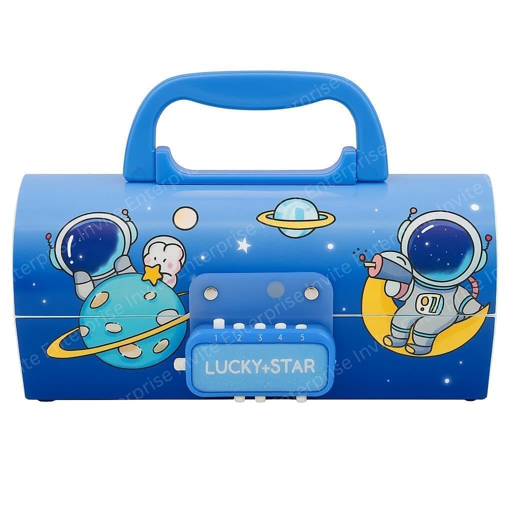 Plastic Multilayer Password Lock Pencil Box - Large Capacity Cartoon Print Pen Case for Girls & Boys | Stylish School Stationery Organizer for Kids (Lucky Star Model-2 P Box)-image-43