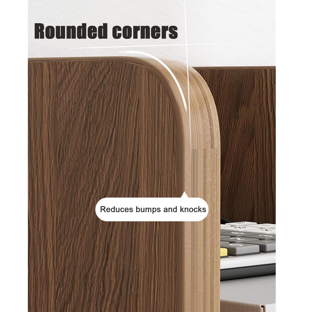 Biurkowy regał na książki i organizer – kompaktowy stojak na książki na blat – oszczędzający miejsce regał do domowego biura,Wood color,B