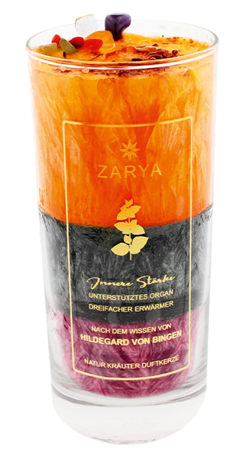 Zarya Duftkerze Innere Stärke, Heilkräuter, Passionsblume, Melisse, Lavendel, Lavendelöl, Brenndauer 72h | Heilkräuter, Passionsblume, Melisse, Lavendel, Lavendelöl