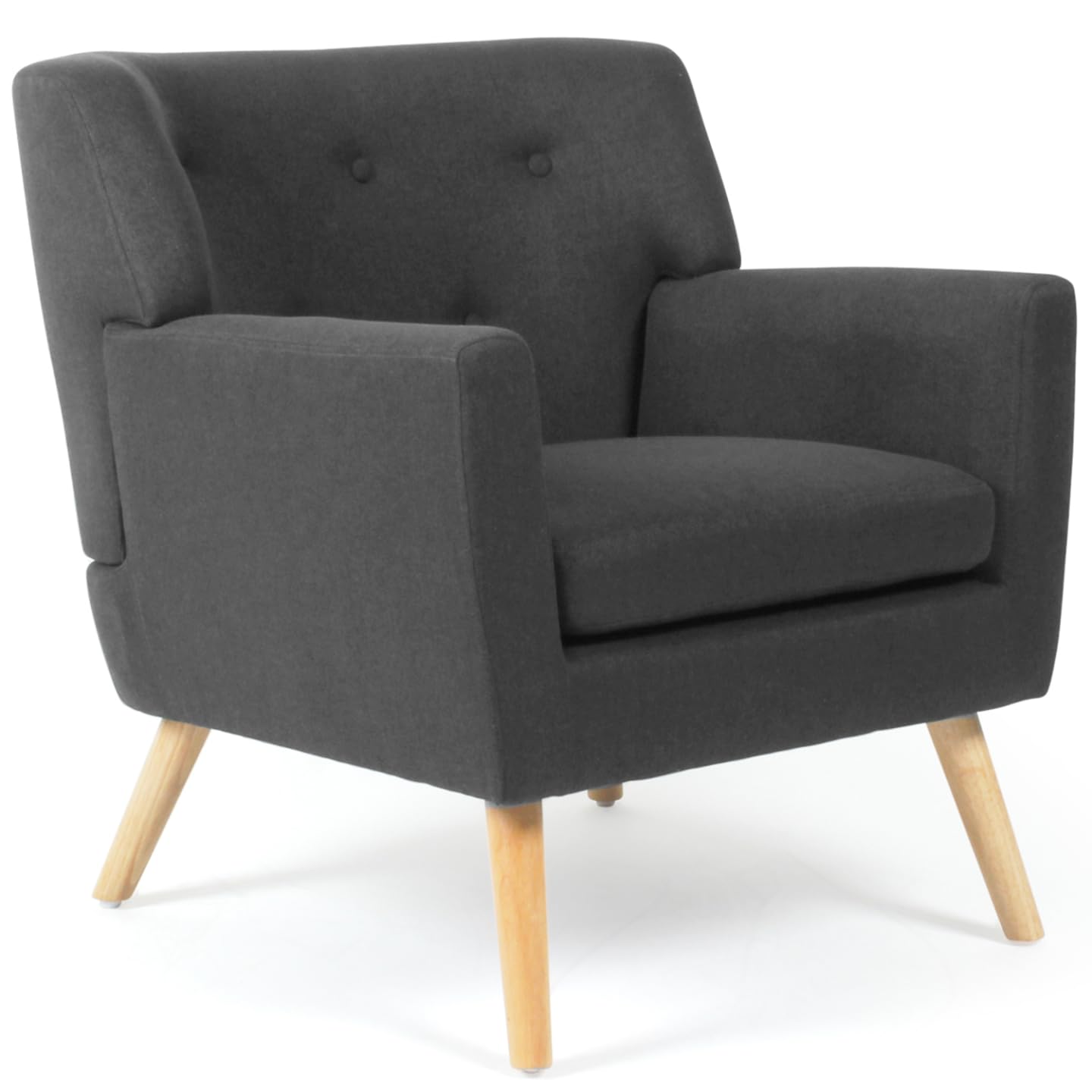 IDMarket – Sillón escandinavo LIV de tela gris antracita