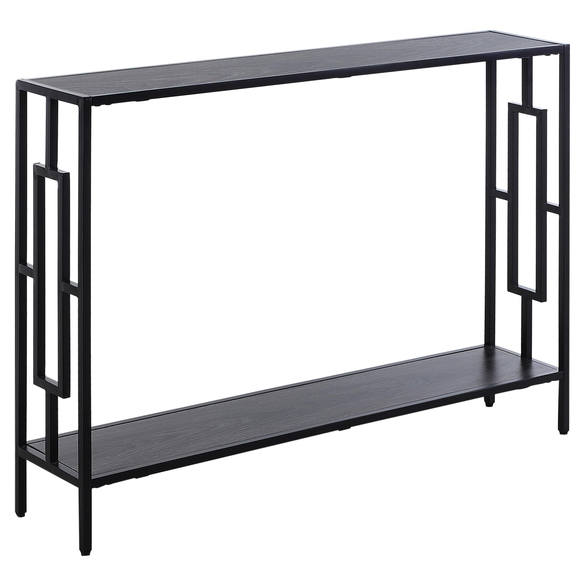 Homcom Industrial Console Table W/ Storage Shelf Black Metal Frame Grey
