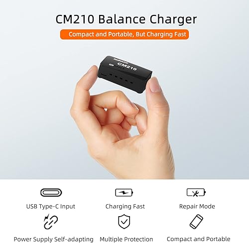 Miniatura 5 de Radiolink RC6GS V3 - Transmisor RC de 7 canales y receptor giroscopio R7FG, 2.4 GHz, control remoto de radio de superficie, batería LiPo de 1700 mAh