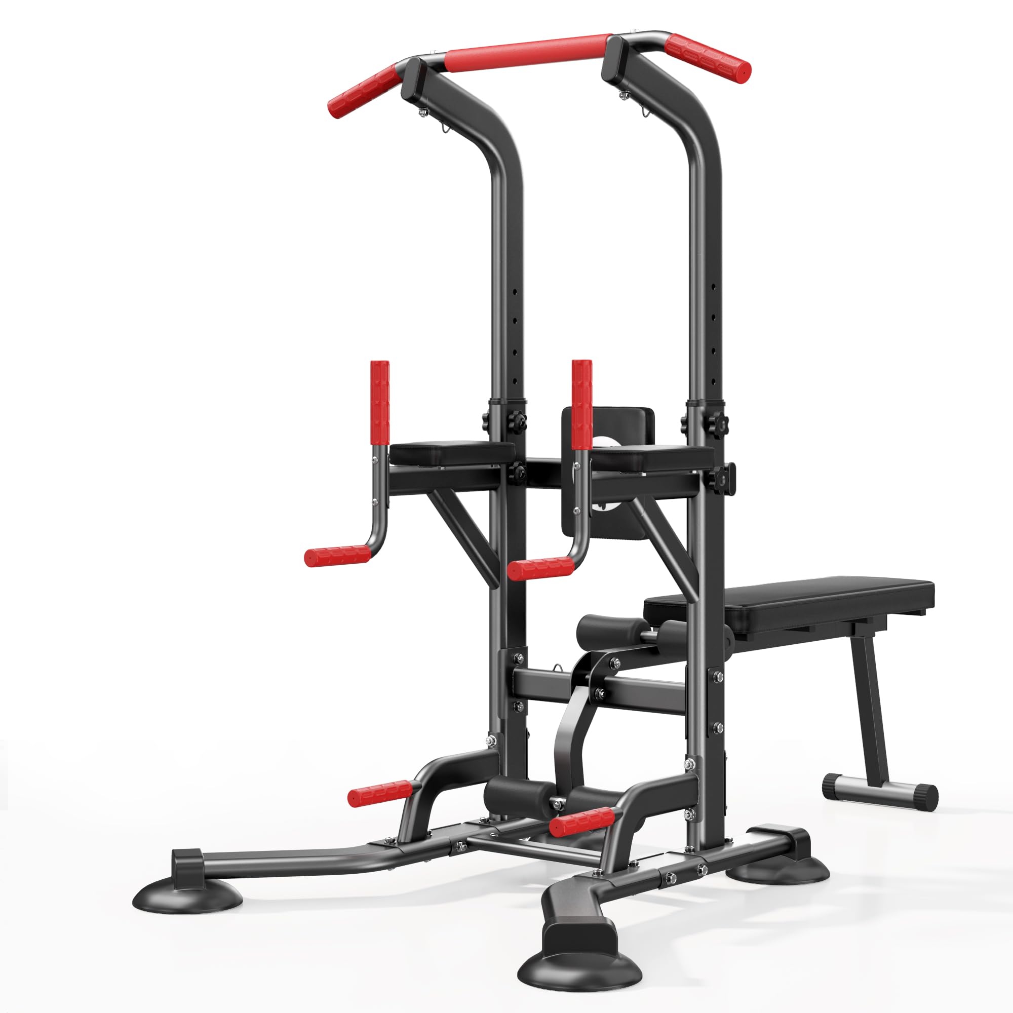 SogesGame Multi-Functional Pull Up Bar, Adjustable Dip Bar, Pullup Bar with Foldable Bench, Strength Training Equipment for Home Gym