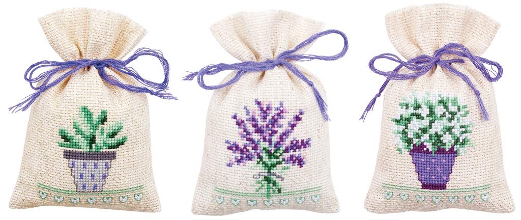 Kit Punto Croce VERVACO "Tempi Autunnali" - Set Da 3 Sacchetti Bomboniere, Fili DMC, Tela Zweigart, Istruzioni