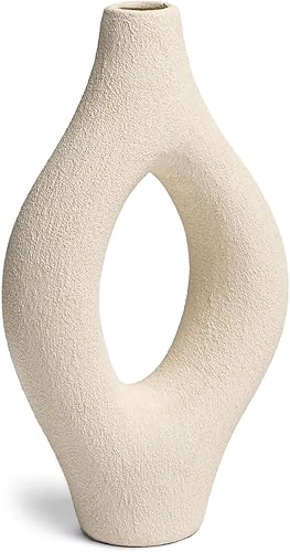 Emile Abstract - Jarrón decorativo orgánico moderno, mediano, color blanco