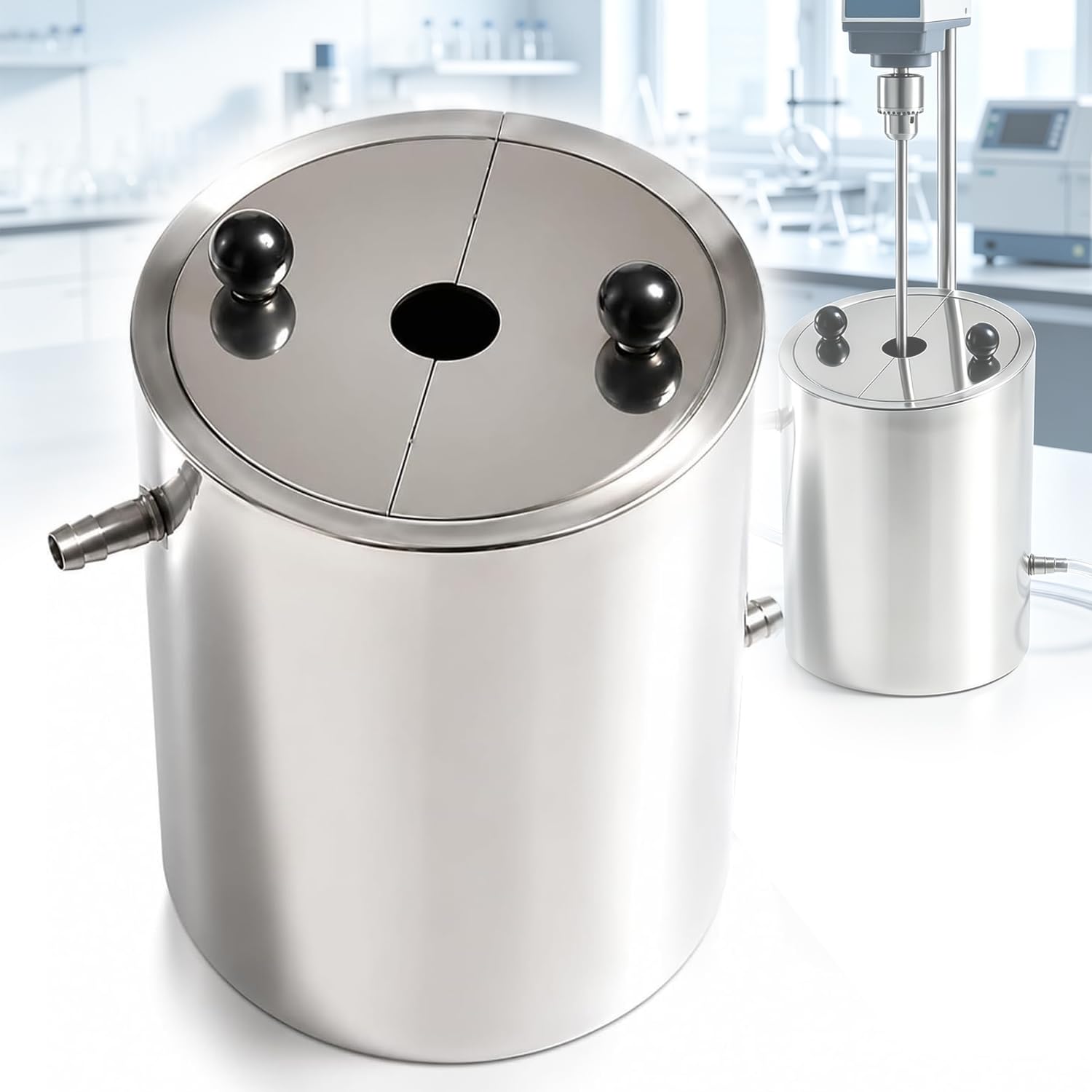 Cilindro di Dispersione da Laboratorio, Tamburo di Miscelazione per Dispersione da Laboratorio, Cilindro in Acciaio Inox con Doppia Camicia Dacqua, Coperchi Semiaperti 3L