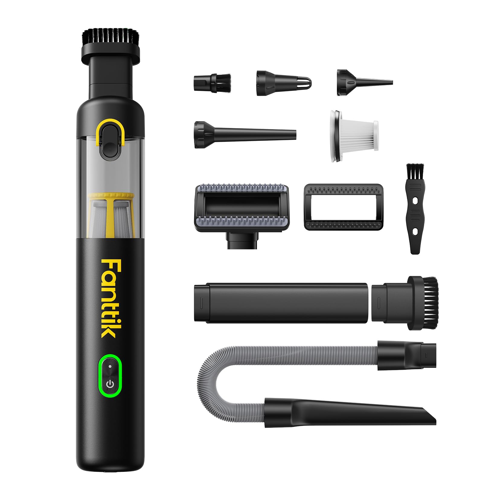 Fanttik Slim V8 APEX Cordless Car Vacuum & Air Duster, 4-in-1 Portable Mini Vacuum with 19000pa Suction Power for Pet Hair, Type-C Charge