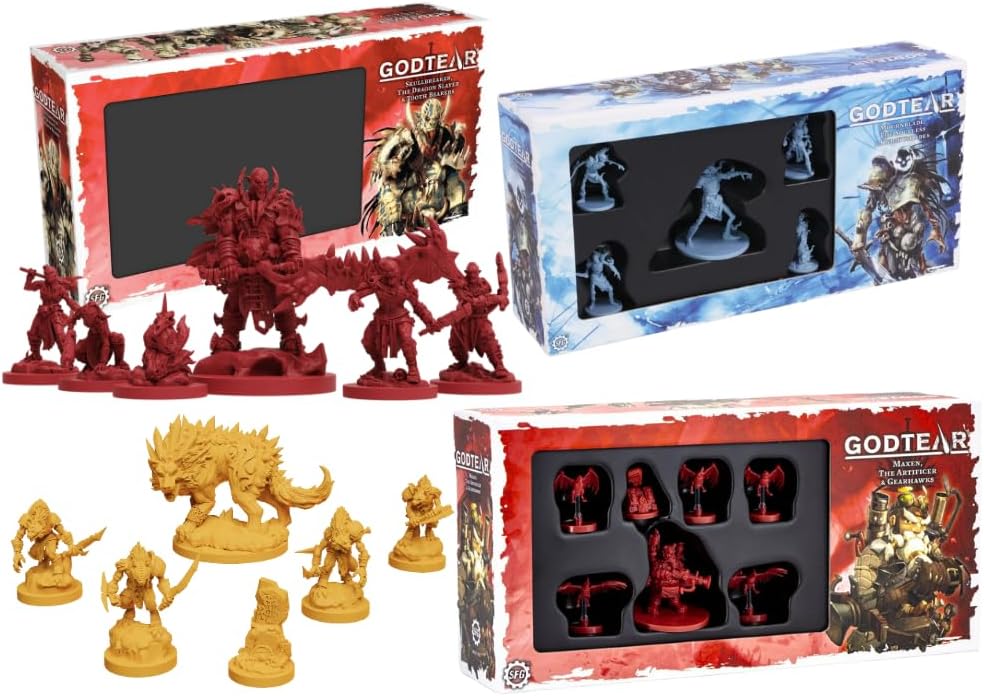 SFG Steamforged Games, Godtear The Board Game Bundle: Mournblade, Maxen, Skullbreaker, and Fenra Expansion (4 Items)