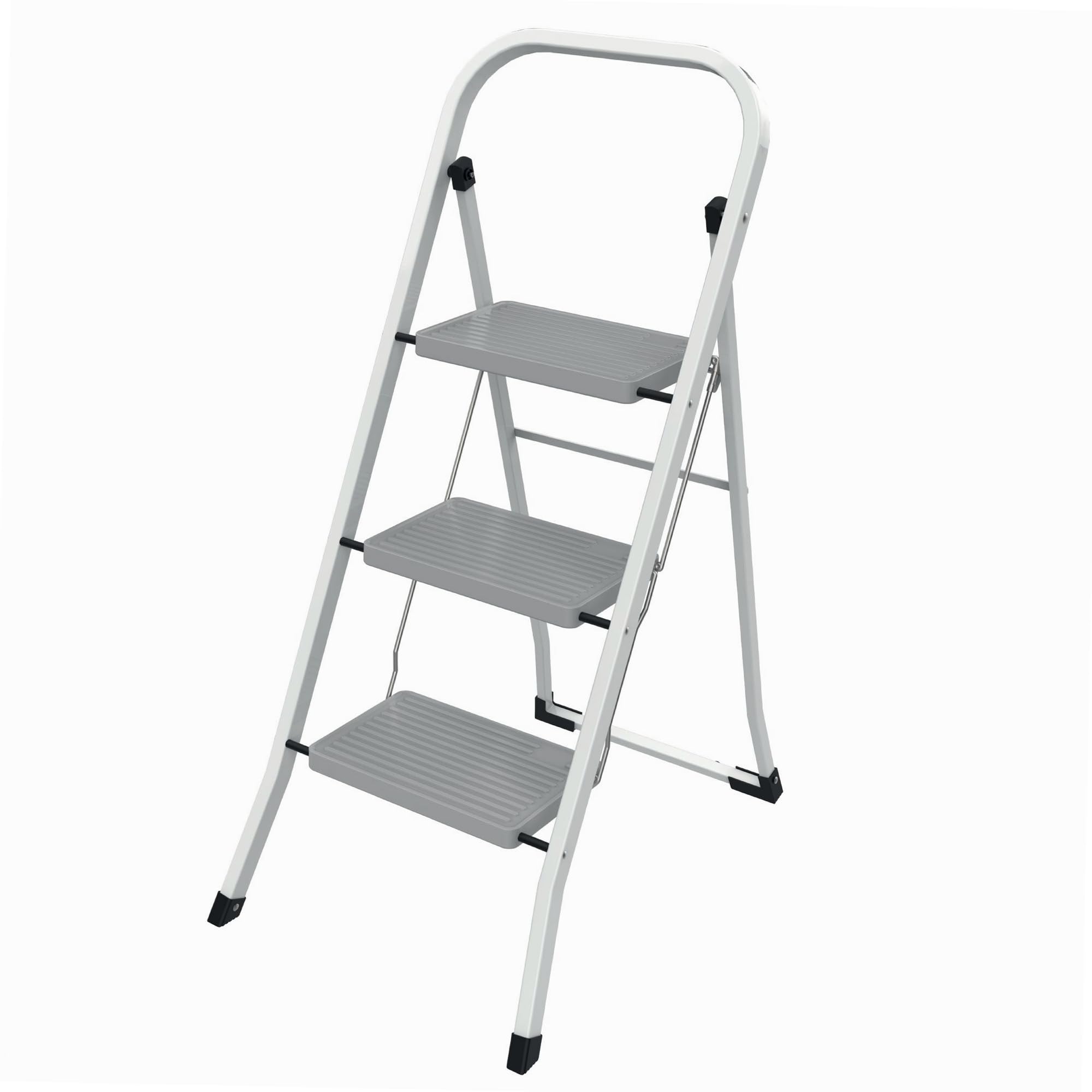 WERKA PRO Marchepied Pliable 3 Marches - Métal Peint - Garde-Corps Sécurisé - Hauteur 105 cm - Compact et Robuste - Charge Ma