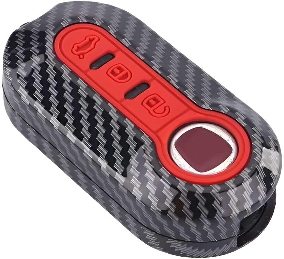 Red Button Pad Remote Key Fob Cover Case Shell Compatible for Fiat 500 Abarth Ducato Punto Doblo