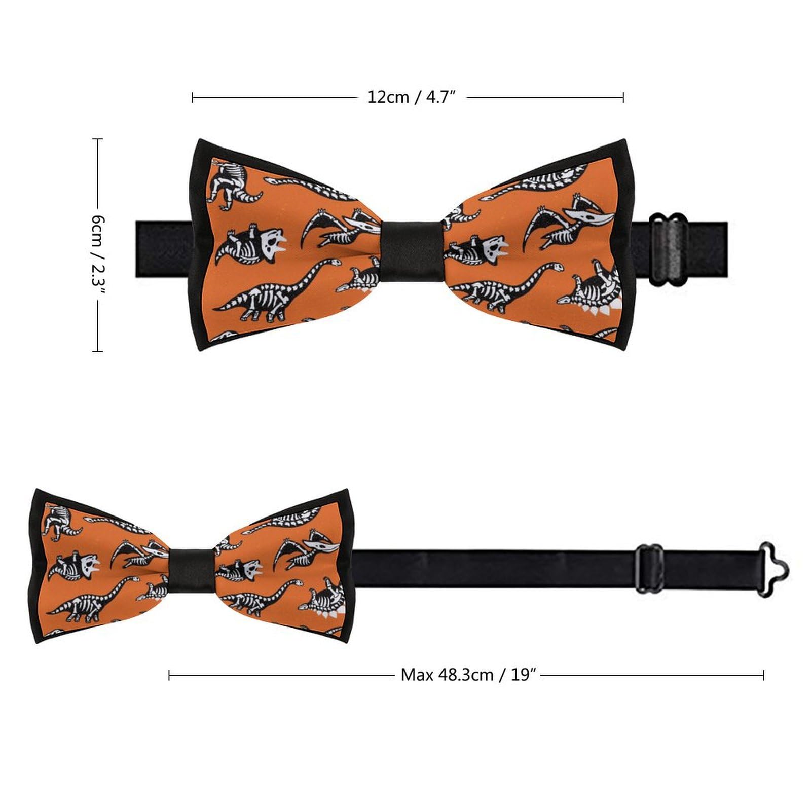 JYYAU Dinosaur Halloween Pumpkin Bow Tie Adjustable Necktie For Men Business Fashion Pre-tied Tie Neckwear Novelty Accessory For Weddings Party Festival