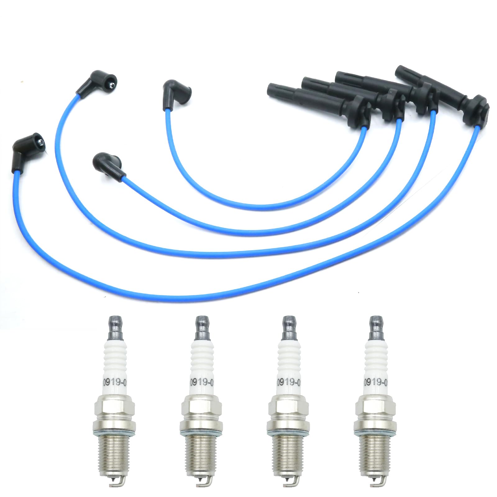 - 4 Pack 671-4305 Spark Plugs with Wire Set, Replacement for Subaru Outback Forester Impreza Legacy Replacement for Saab 9-2X H4 2.5L, Replaces RC-FX101 22453AA14 22452AA690