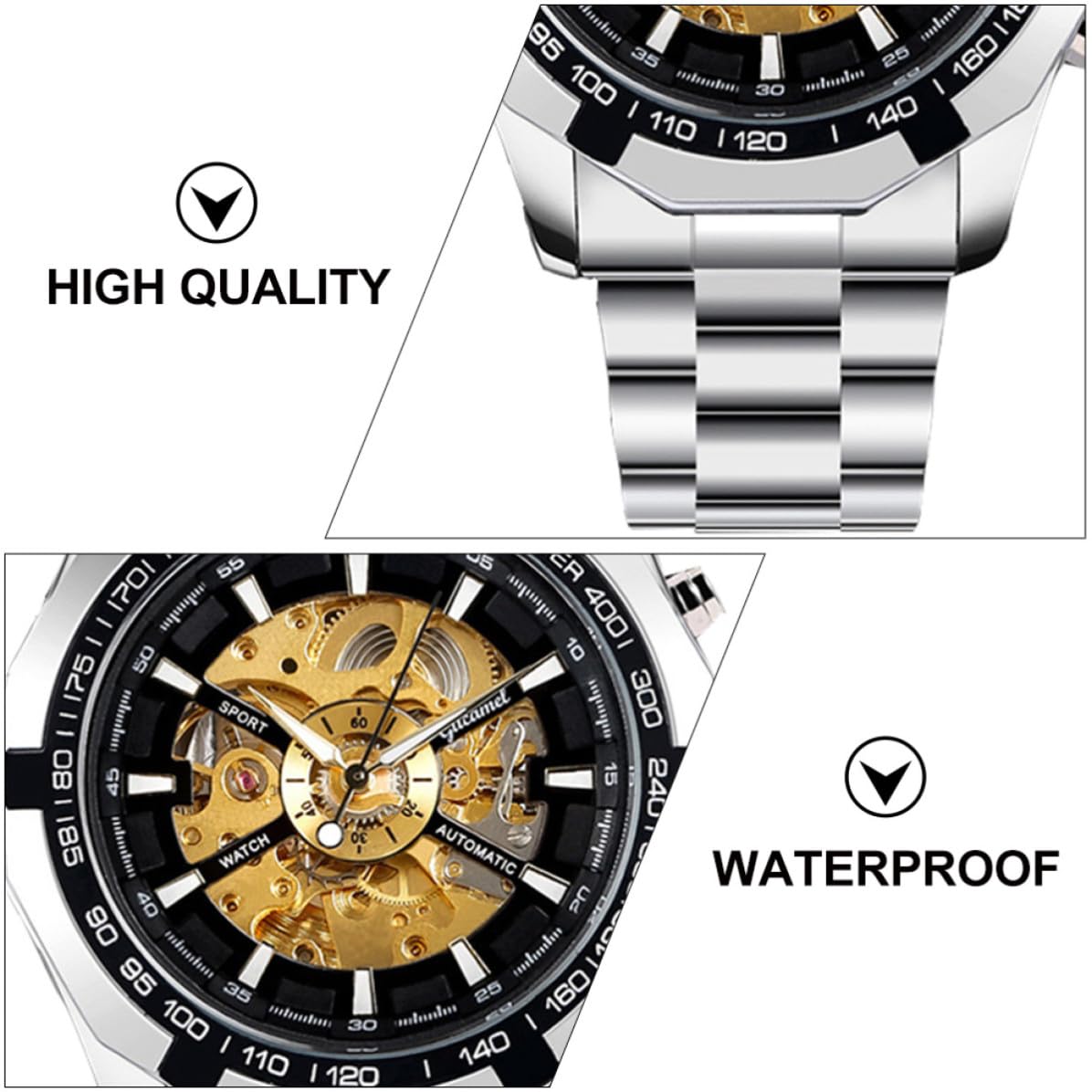 Reloj Mecánico Esqueleto Luminoso para Hombre de Negocios 1pieza