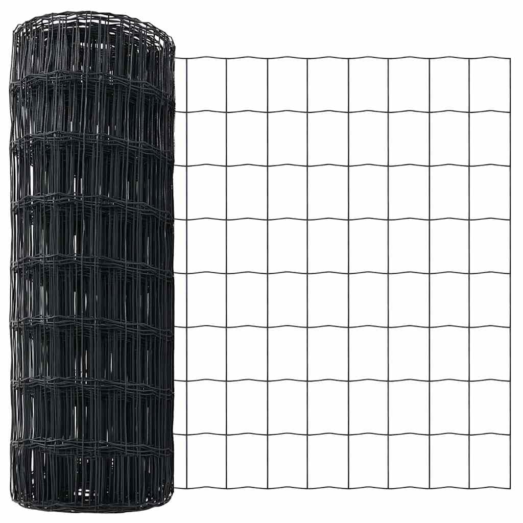 Juego de valla de jardín de 0,8 x 10 m, acero gris, incluye postes y accesorios, diseño moderno, material robusto para perros, jardín, protección visual, balcón y camping