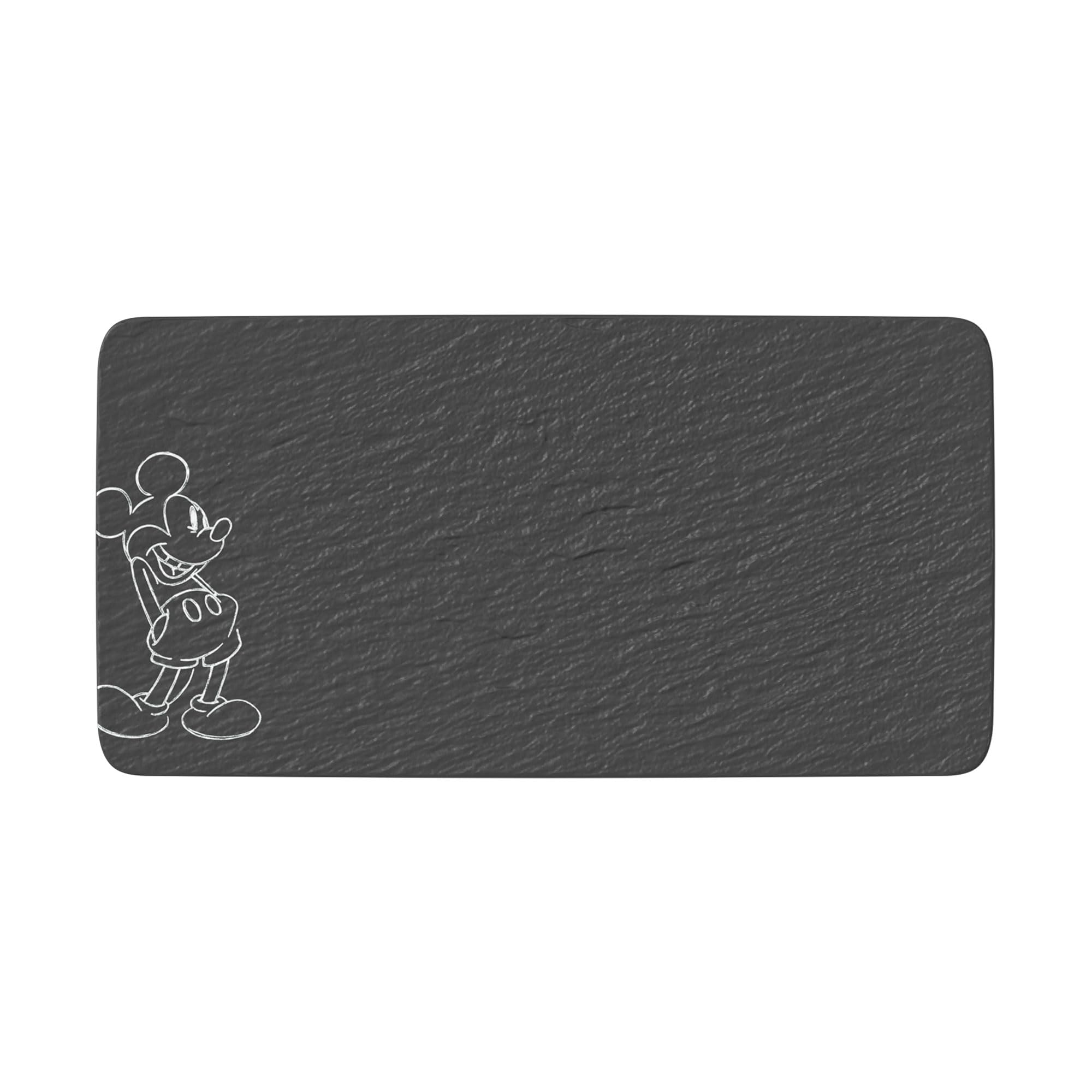 Villeroy & Boch Manufacture Rock – Mickey Mouse – Vassoio da portata, nero, lavabile in lavastoviglie e utilizzabile nel microonde, effetto ardesia con disegni di Disney Topolino