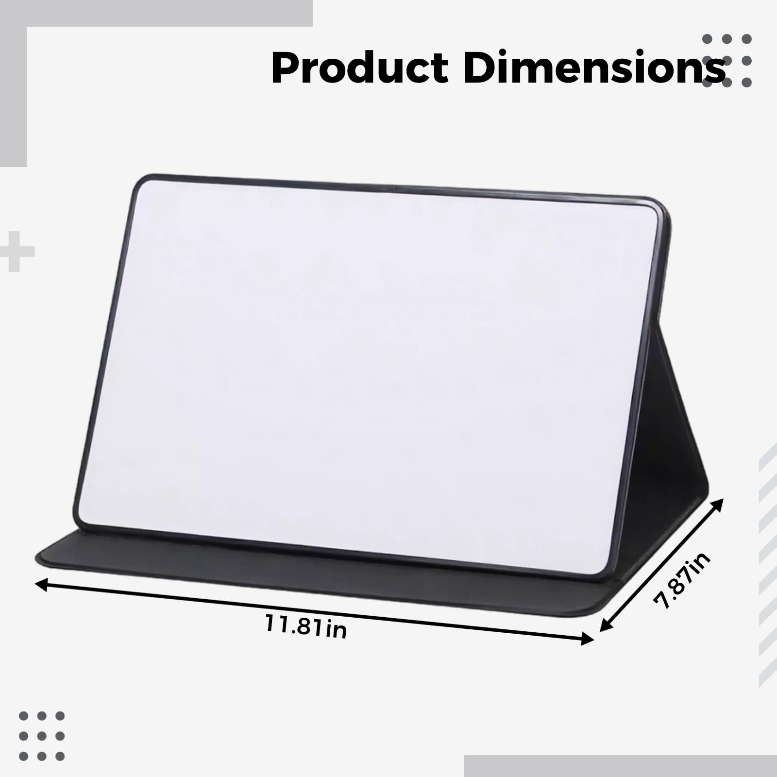 A4 Whiteboard mit Ständer, tragbares Whiteboard 32 x 22 cm, starke Haltekraft, trocken abwischbar, faltbare PU Leder Halterung, inklusive 3 Stiften, Radierer