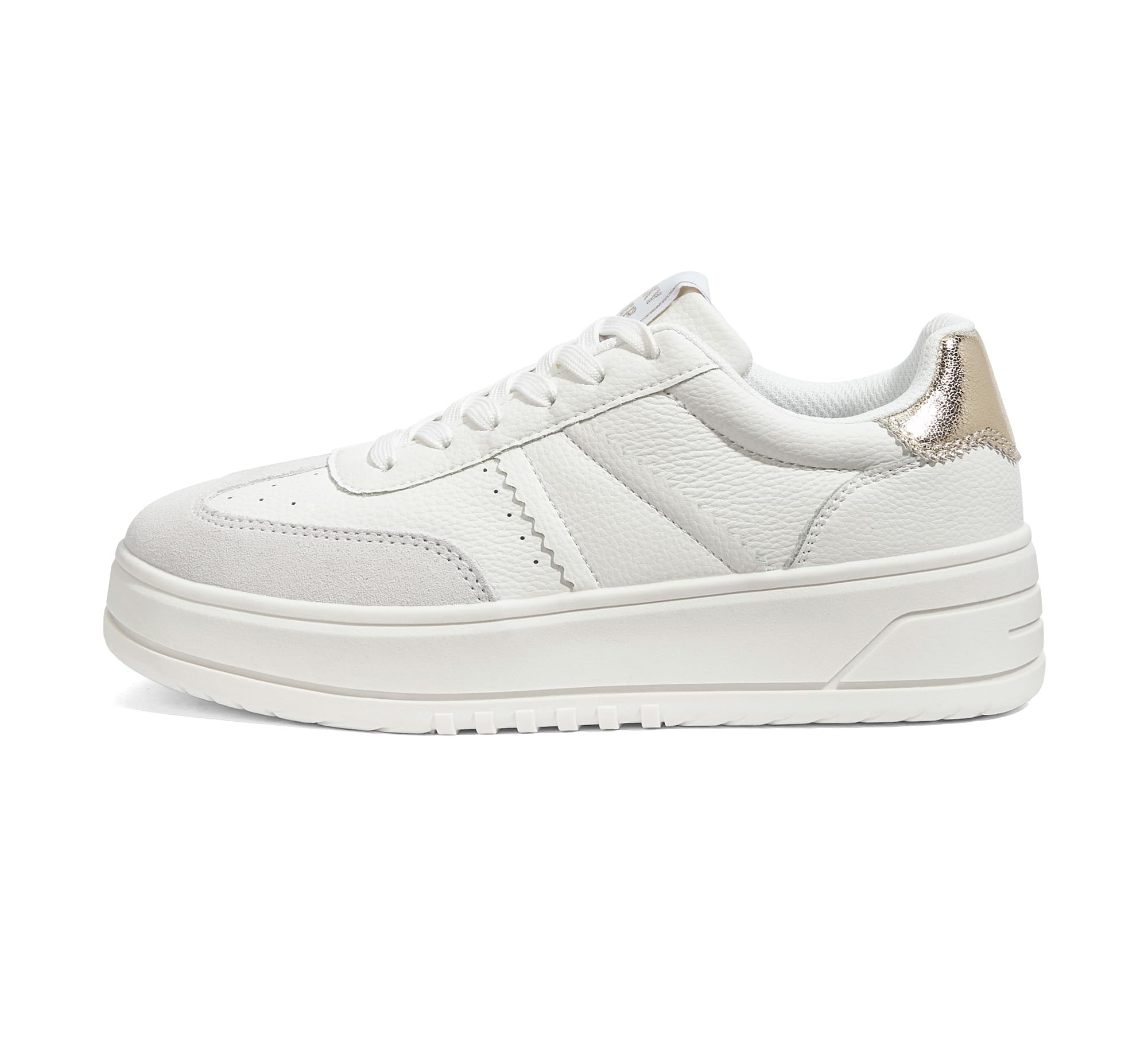 LUCKY STEP Tenis de plataforma con cordones para mujer, suela gruesa, cómodos, informales, a la moda, de piel sintética, tenis de caña baja para caminar