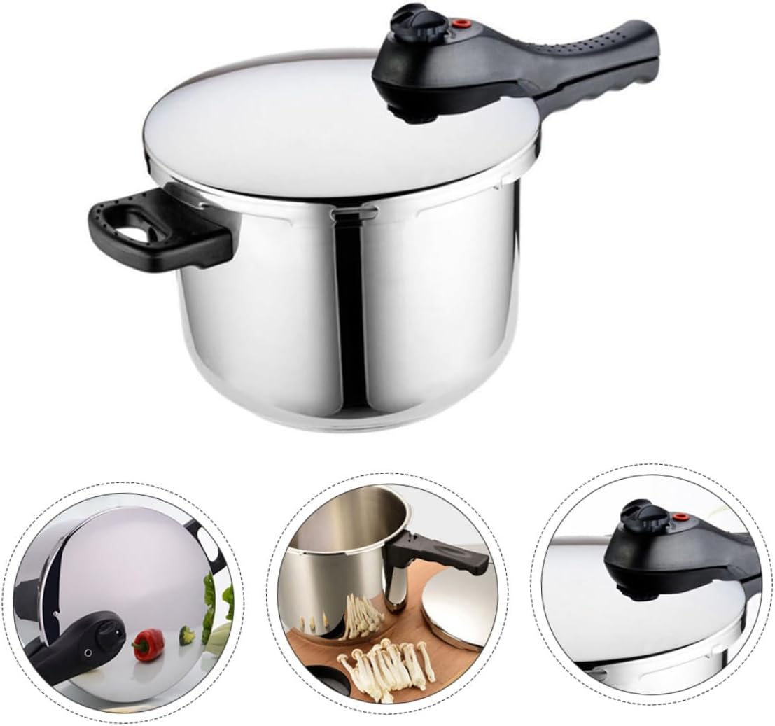 Stainless Steel Pressure Cooker for Home Cooking Asa Standard Pot with Ergonomic Anti-slip Handle Capacity Stew and Steam Pot Compatible with Gas and Induction Stoves