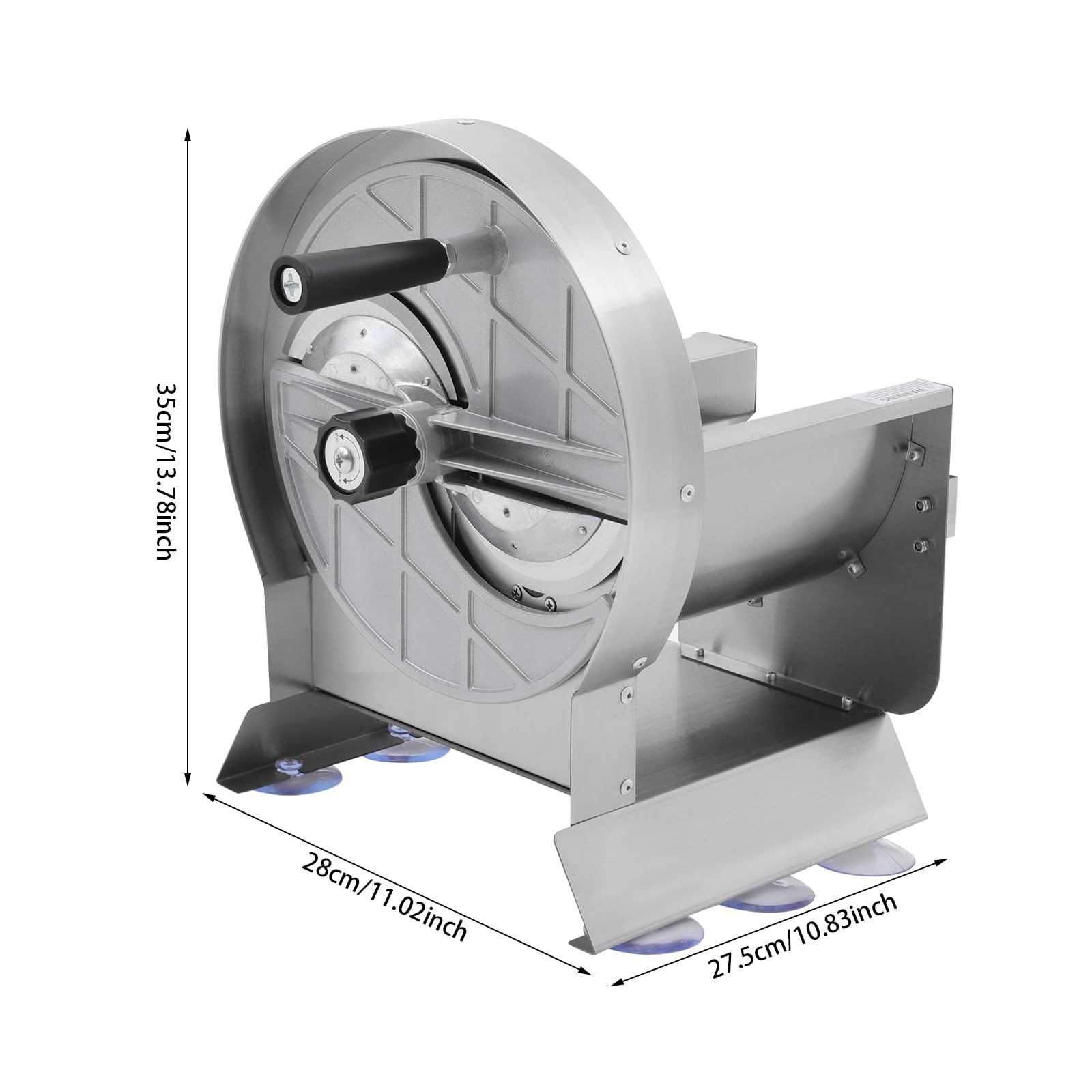 Gemüseschneidemaschine Tischgerät, Manuell Edelstahl-Schneidegerät mit 6 Saugnäpfen Ø 1-10 mm, Schnittdicke Einstellbarer Hobel, Gemüseschneider Gemüse-Cutter für Gastronomie