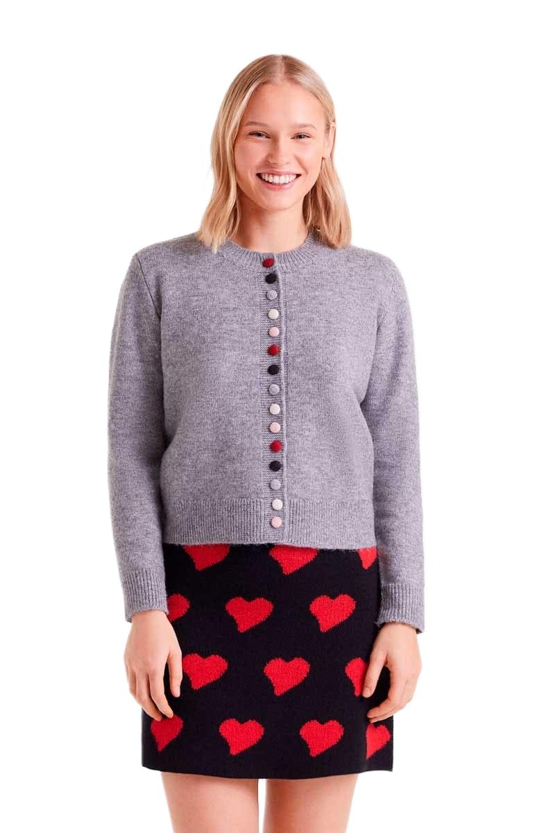 Compañía Fantástica Women's Grey Compania Fantastica Cardigan With Multicoloured Buttons Size L