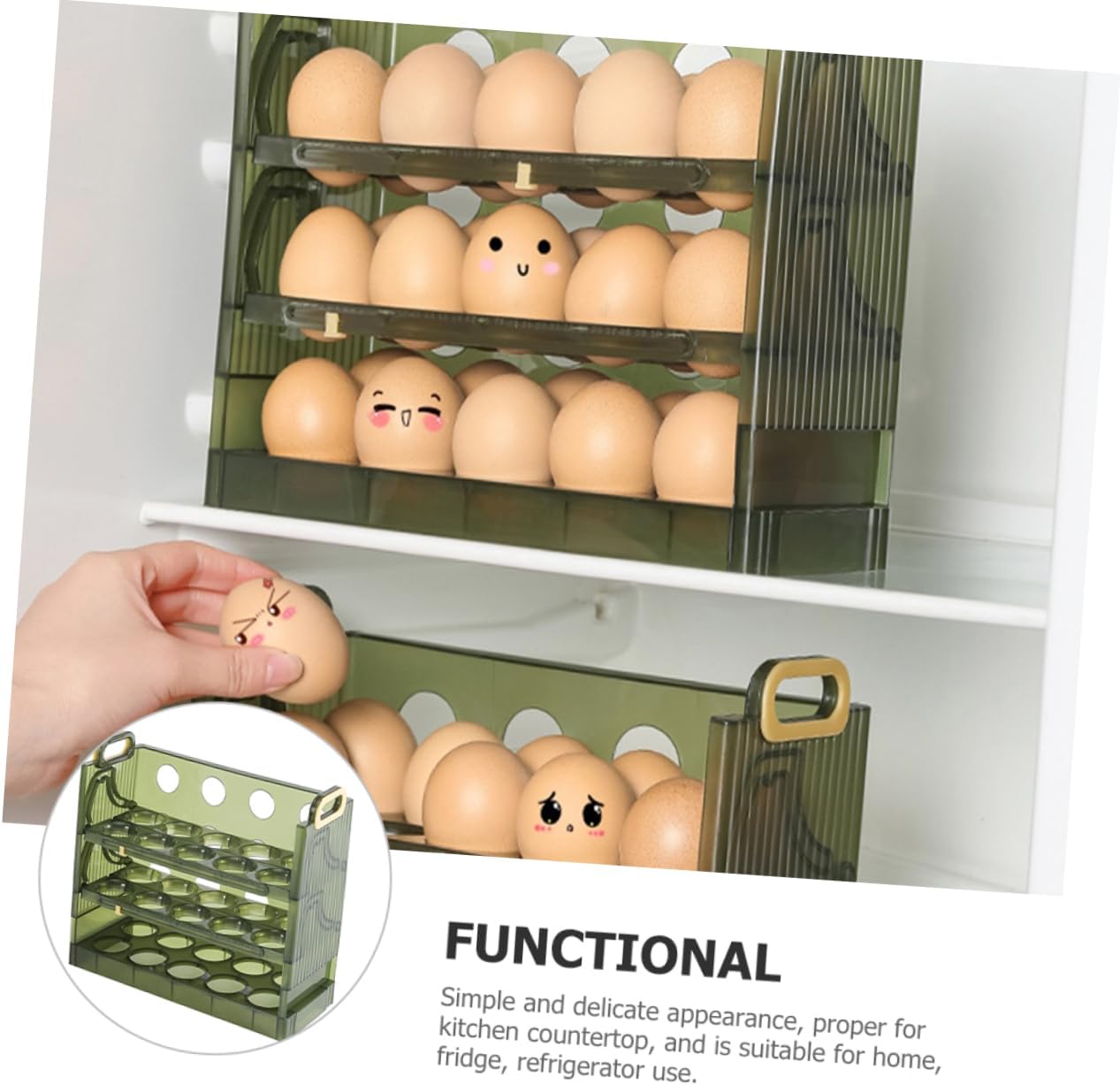 Refrigerator Egg Storage Organizer Container for Eggs Material Efficient Fridge Space Saver for Home Kitchen Use