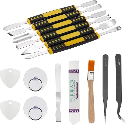 HARFINGTON Juego de barra de palanca de metal de 15 piezas, mini barra de palanca de acero inoxidable Kit de herramientas para eliminación de