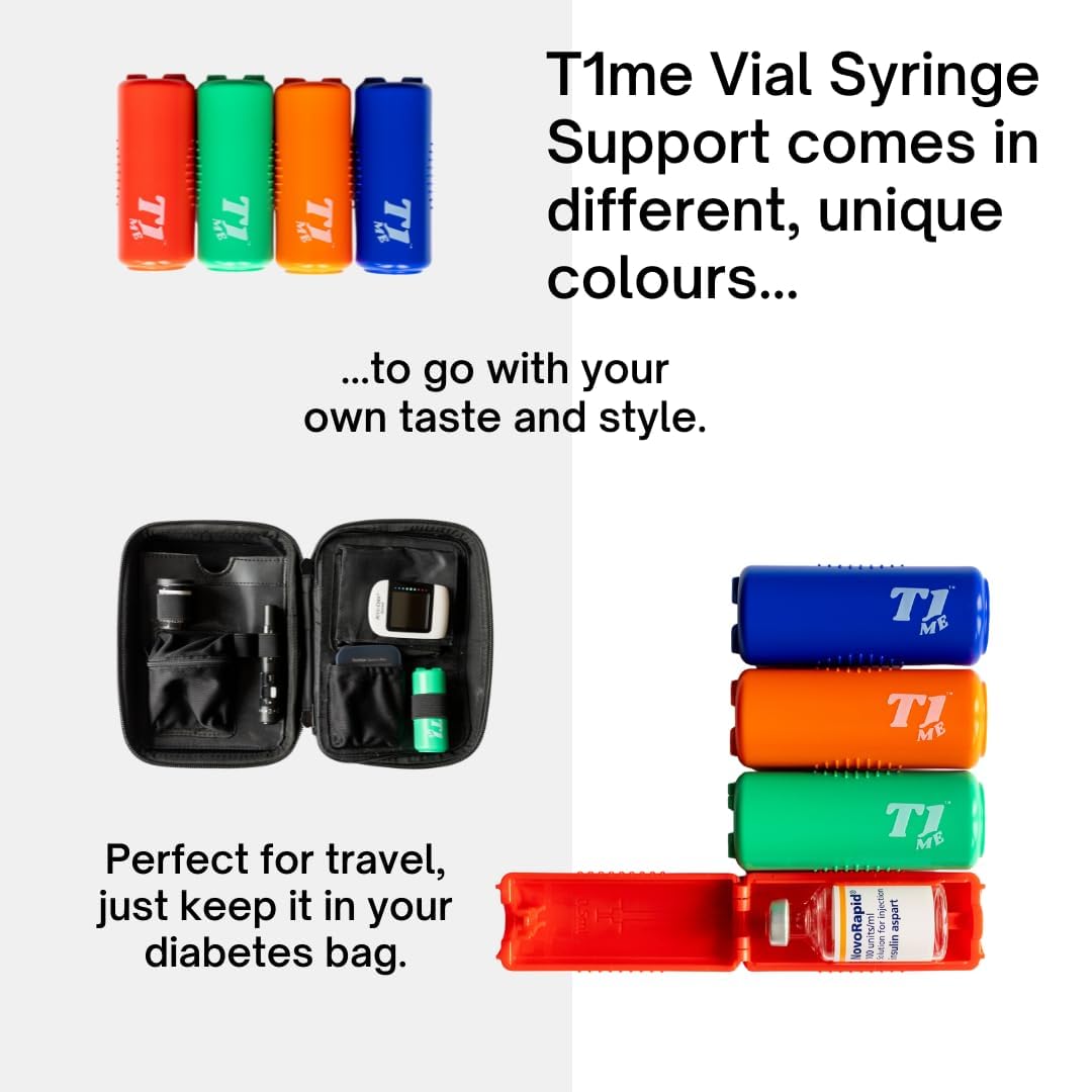 0.5ml U-100 disposable syringe T1me Vial Syringe Insulin Filling Support (BD Micro-Fine and other insulin syringe), Insulin transfer device for diabetes, Bottle Protector Case, Vial Holder (Green)