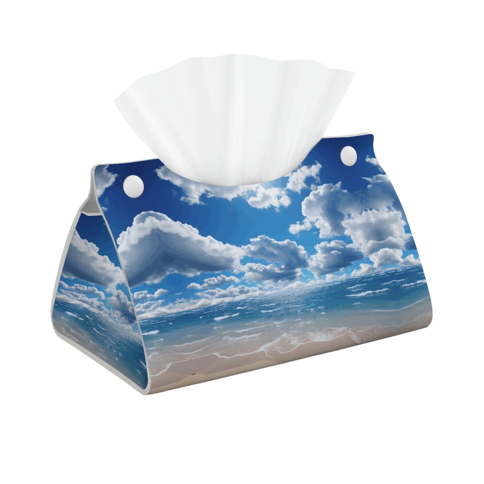Decorative Tissue Box Cover Blue and White Cloud Tissue Box Holder Aesthetic Leather Storage Organizer Box for Bathroom Vanity Tabletop Night Stands Office Funny Home Decorative Tissue Case