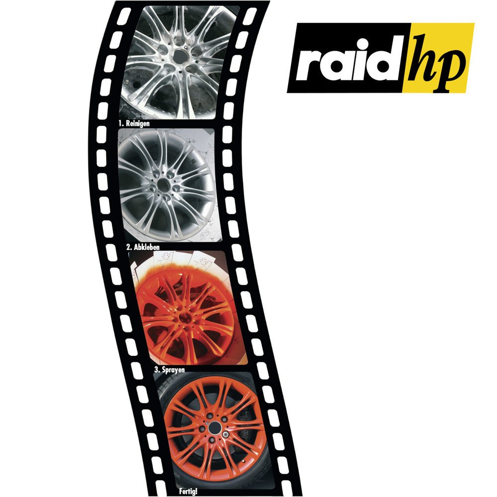 Raid HP 380268 Flüssiggummi 1600ml Silber-METALLIC-MATT Sprühfolie Felgenfolie. Dauerelastische Gummierung für innen und außen für Auto Boot Motorrad Quad Fahrrad Freizeit Hobby