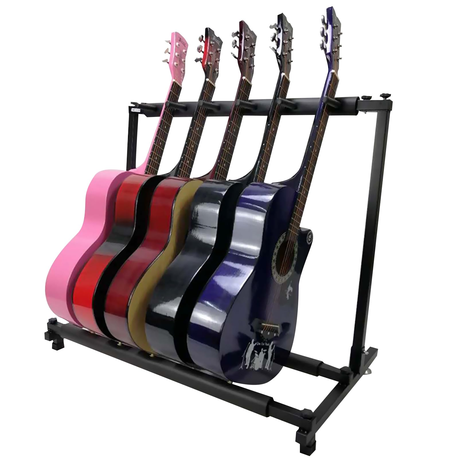 DAYONG Guitar Stands Rack, Folding Guitar Floor Stand for Multiple Guitars, 5 Holder Guitar Display Rack, Portable Guitars Organizer Stand for Studio, Stage, Band Performance. (black-5 holder)