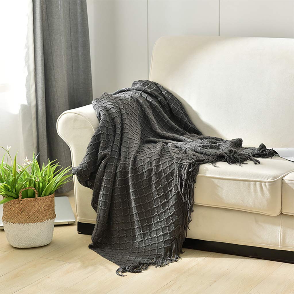 Couverture en tricot gris WJ 130x150cm jeté de lit doux