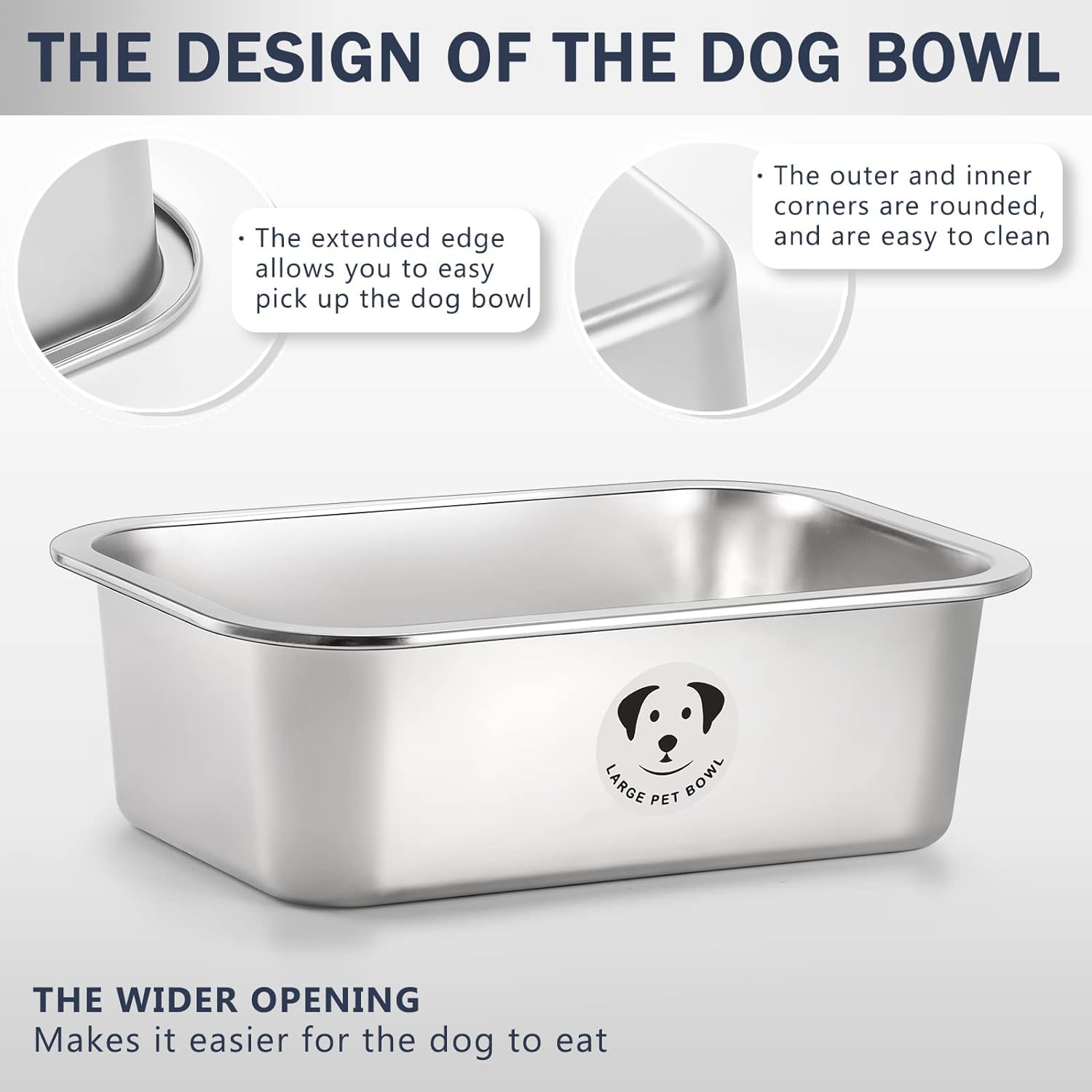 Cuencos de acero inoxidable para perros grandes, cuencos de metal de alta capacidad, cuencos de comida y agua para perros grandes, XL y grandes, 3.2 galones