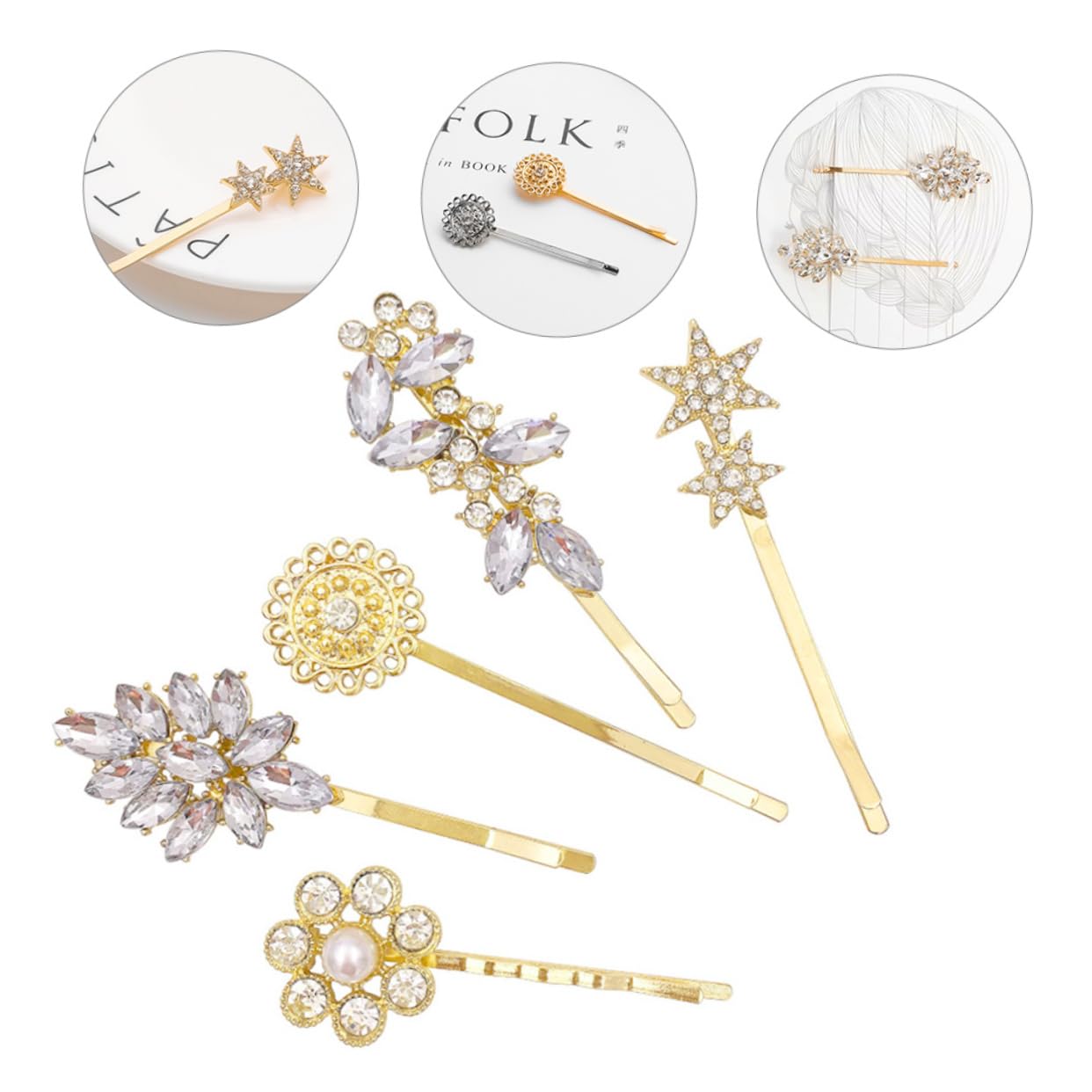 minkissy 25pezzi Fermagli Per Con Strass Accessori Eleganti Per Donne e Ragazze Per Matrimoni e Occasioni Speciali