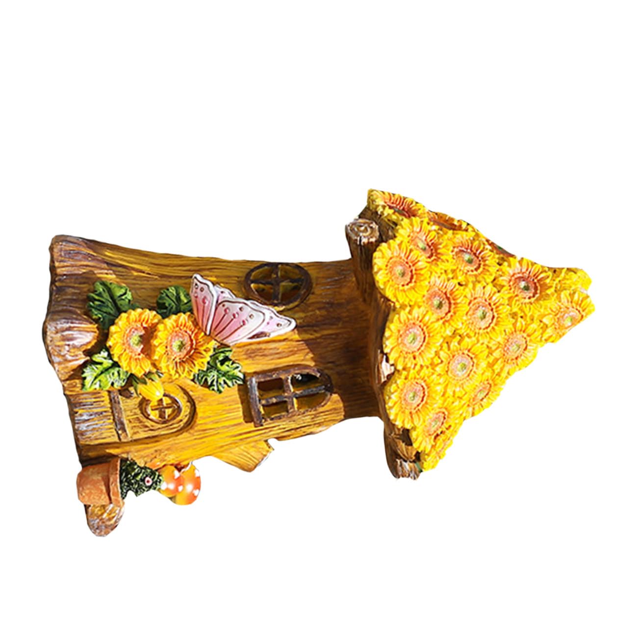 Hohopeti Adorno Solar Exterior de Resina Amarillo, Decoración Jardín