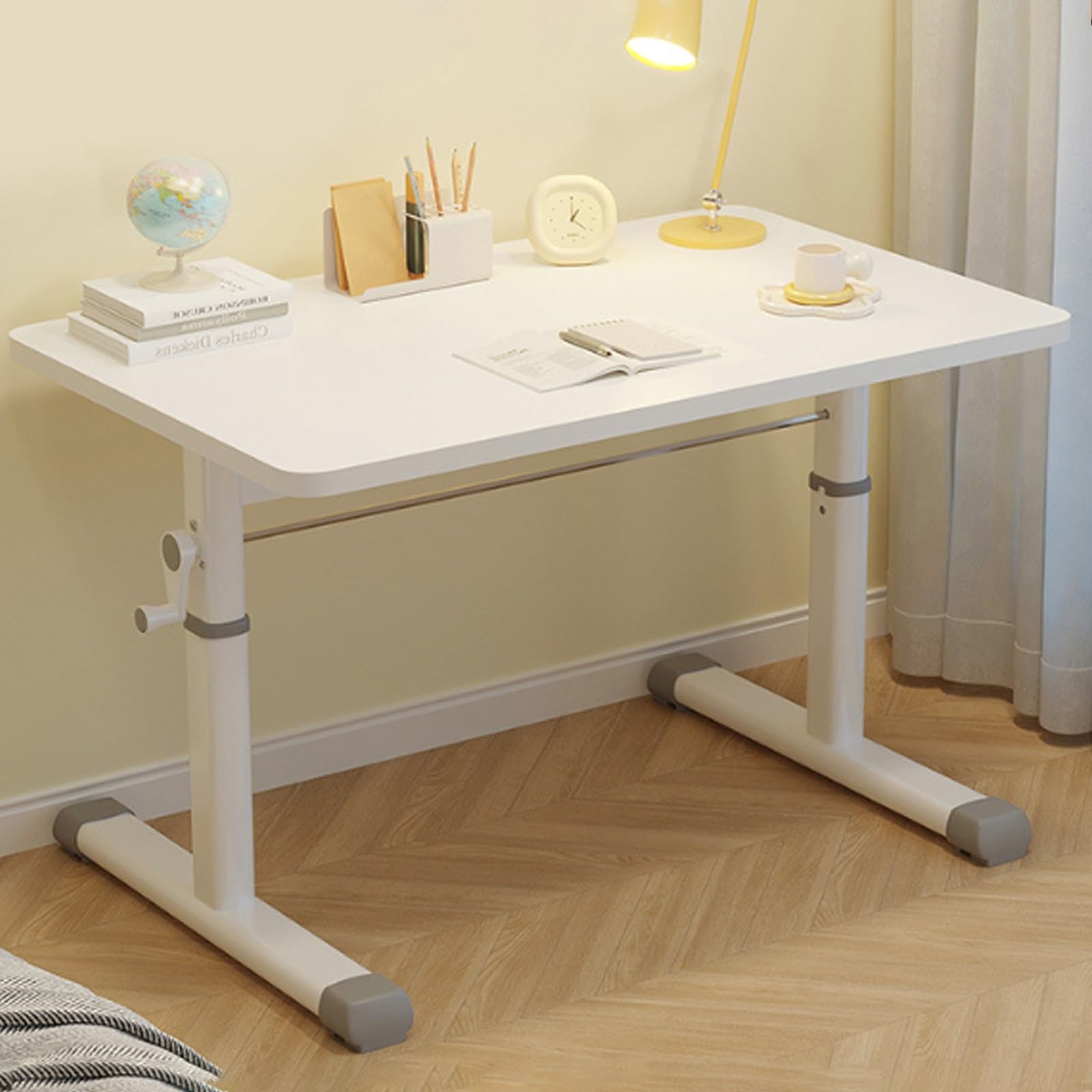 Scrivania Regolabile in Altezza per Ufficio Domestico, scrivania Moderna per Computer con Piano del Tavolo monoblocco e Tavolo per PC per Camera da Let(Un Colore - 80 * 60*(65-90) cm