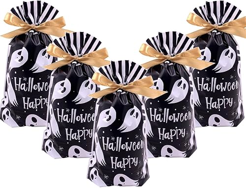 Miniatura 1 de VIFOME 24 bolsas de regalo de Halloween, bolsas de regalo de fantasma, bolsas de plástico con cordón, bolsas de dulces, bolsas de envoltura de
