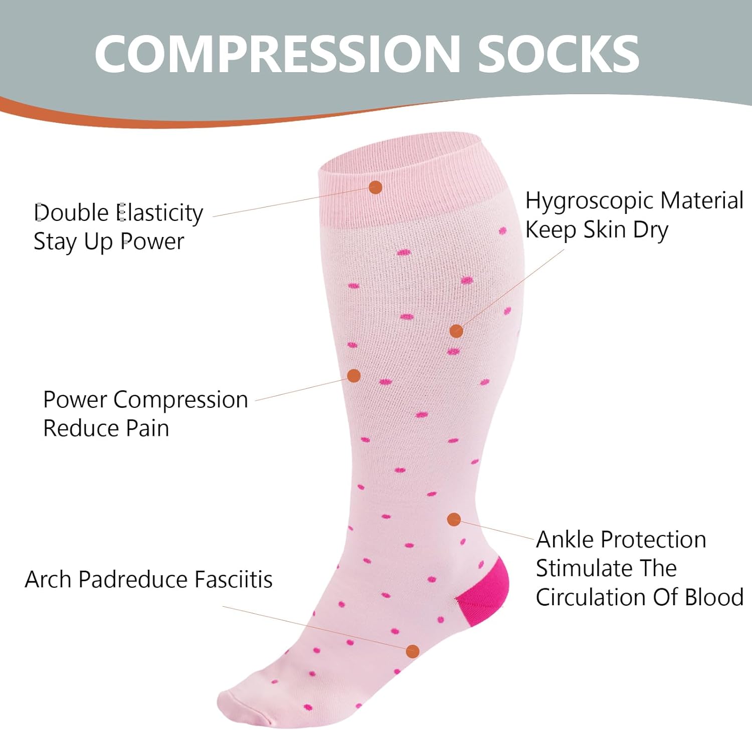 Abodhu Plus Size Compression Socks for Women& Men 15-20mmHg Wide Calf Knee High Socks - Image 6