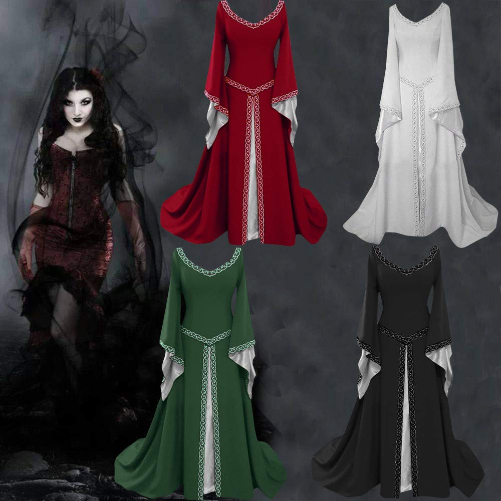 Vestito medievale da donna, costume rinascimentale, stile vichingo, scollatura a barca, abito da elfo, taglie forti, in lino, abito da principessa medievale, travestimento storico