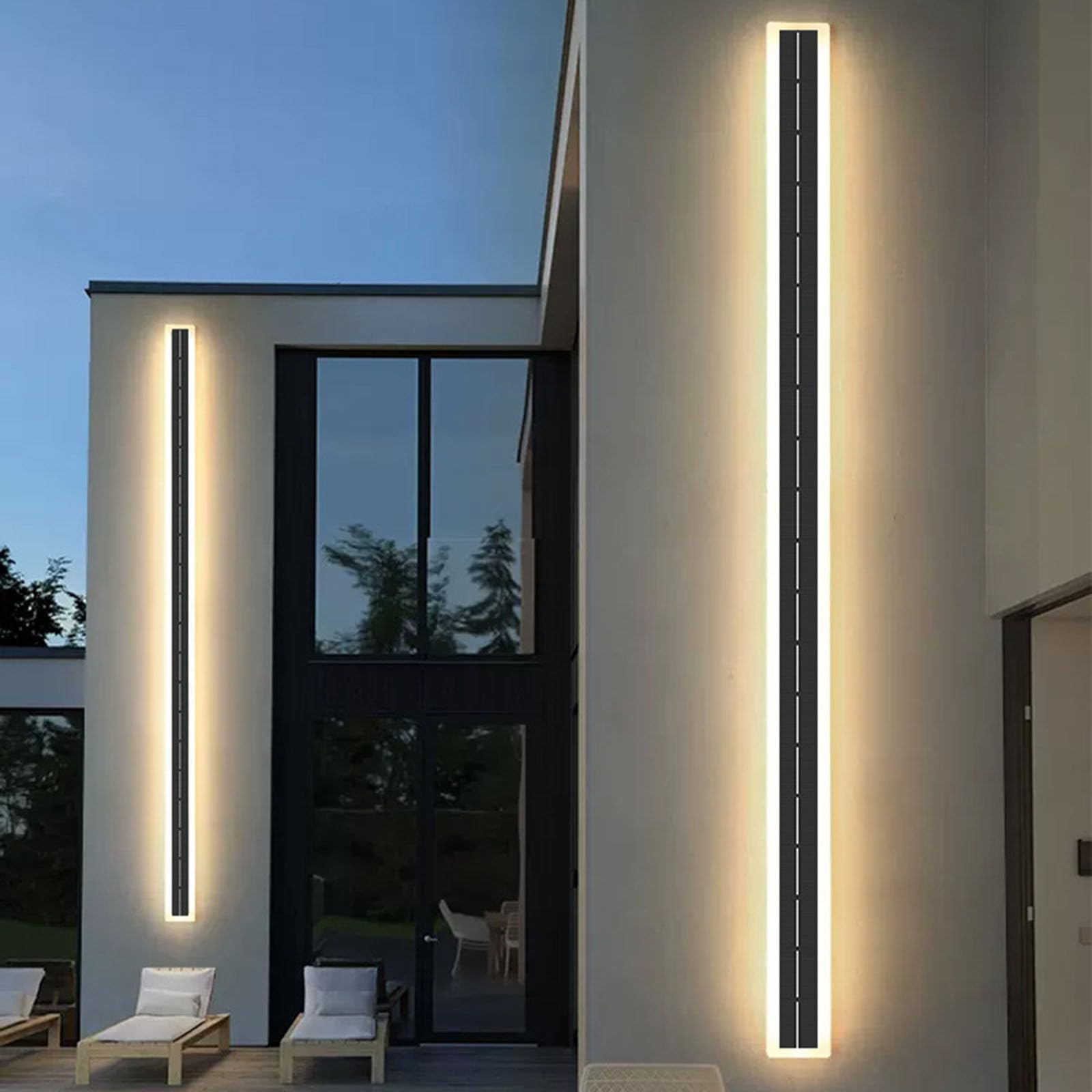 HELCEKOU Modern Outdoor Solar Wall Light - IP65 Waterproof LED Sconce, Black Aluminum Rectangle Fixture, 3000K/4000K/6000K for Porch, Aisle, Doorway Durable & Stylish (80cm)